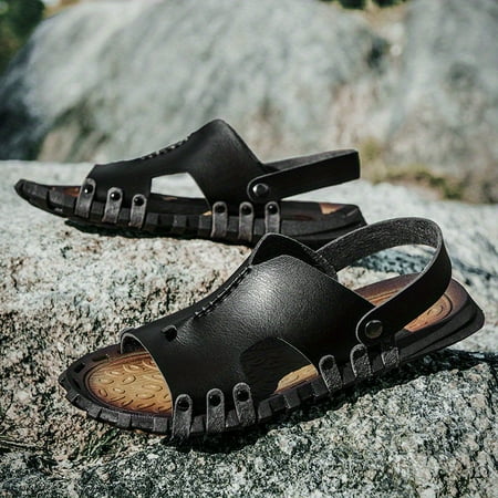 

Men s Comfy Non Slip Durable Solid Colour Breathable Sandals Hook & Loop Fastener Beach Water Shoes For Men s Outdoor Activities