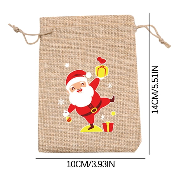 Bdday Christmas Bag Linen Santa Claus Snowman Gift Bag Candy Bag