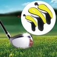 thumbnail image 4 of Almencla Housses de Tête de Club de Golf pour Fairway Woods Driver Hybrids, 3 Pcs Col Long Maille Golf Jaune, 4 of 8
