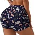 thumbnail image 2 of Wukai Retro Rabbit Flower Print Pack Biker Shorts for Women Yoga Workout Gym Running Scrunch Active Shorts-X-Large, 2 of 8
