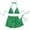 Green, variant on Women's Bikini Sets Three Piece Swimsuit Boyshorts V Neck Textured Halter Back Self Tie Bathing Suits (Brick Red, L)
