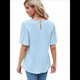 thumbnail image 3 of Tops de Mujer 2025, Camisetas Casuales de Acampanada, Camisetas Básicas de Verano con Cuello Redondo, Blusas Lindas, Azul S, 3 of 7