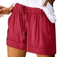 thumbnail image 2 of Tittly Cotton Shorts Lounge Shorts Women Summer Casual Fashion Solid Color Imitation Cotton Shorts Flowy Shorts for Women Shorts for Women Red 5XL, 2 of 3
