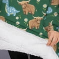 thumbnail image 3 of Oversized Wearable Blanket Hoodie,Green Highland Cow Dinosaur Pattern Sherpa Blanket Hoodie with Super Pockets,Super Warm Fuzzy Pullover for Women & Men, 3 of 6
