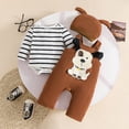 thumbnail image 2 of Curenmufel Coming Home Outfit Boy Winter Newborn Baby Outfit Boy Girl Letter Print Long Sleeve Romper Shirt Pants Beanie Hat Set Fall Winter Clothes 0 3 6 9 12 18 24 Months (Black,6-12 Months), 2 of 8
