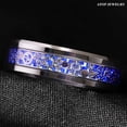 thumbnail image 5 of Tungsten Rings for Men Wedding Bands for Him 8mm Clockwork Gears Blue Carbon Fiber, 5 of 6