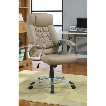 Leather Faced Executive High-Back Chair, Beige