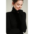 thumbnail image 4 of Women's Long Sleeve Turtleneck Basic Stretchy Knit Slim Sweater, Black, Medium, 4 of 7