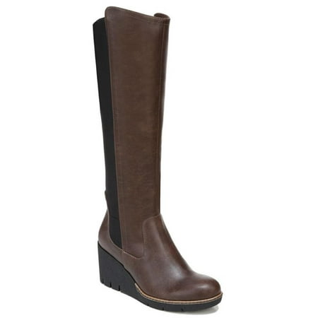

Dr. Scholl s Womens Lindy Leather Knee-High Wedge Boots