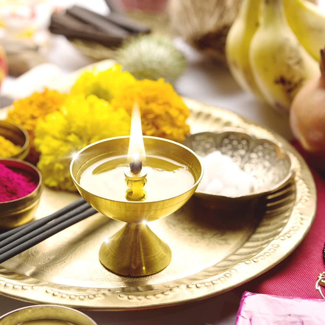 Brass Diya (Pack of 2) Pooja Oil Lamp