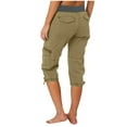 thumbnail image 5 of Yubnlvae Multi-Pocket Cargo Shorts for Women - Outdoor Sports Thin Cropped Pants (Loose Fit, Quick-Dry Hiking Bottoms) Green L, 5 of 6