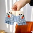 thumbnail image 2 of Meresysid Kids Fingerless Gloves Winter Flip Top Gloves Knitted Mitten with Cover Convertible Warm Gloves for Toddler Boys Girl Blue, 2 of 4