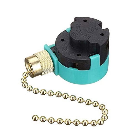 Ceiling Fans Switch Zing Ear ZE-268S6, 3 Speed 4 Wire Pull Chain Cord Appliances Switch Speed Control Replacement Parts Compatible with Hunter Ceiling Fans Wall Lamps (Brass Pull Chain)