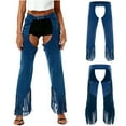 thumbnail image 4 of Choomomo Womens Dame Vintage Cowboy Suit Faux Suede Strapped Pants Hippie Long Pants for Party Blue M, 4 of 5