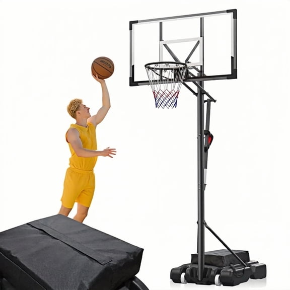 Bexfil 44 Inch Portable Basketball Hoop Outdoor with Shatterproof Backboard, Adjustable Height 5.3-10FT Basketball Goal System with Weight Bag & Wheels for Kids and Adults