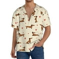 thumbnail image 3 of Vsdgher Heart Dachshund Print Men's Wrinkle Free Untucked Cuban Shirt Business Casual Button Down Shirts Short Sleeve Shirt, 3 of 7