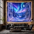 thumbnail image 6 of Open Window with Moonlit Aurora Over Snowy Mountains, Dreamy Celestial for Nature Lovers, Scenic Landscape Art, Christmas Gift, Tapestry Wall Hanging for Bedroom and Living Room, 6 of 7