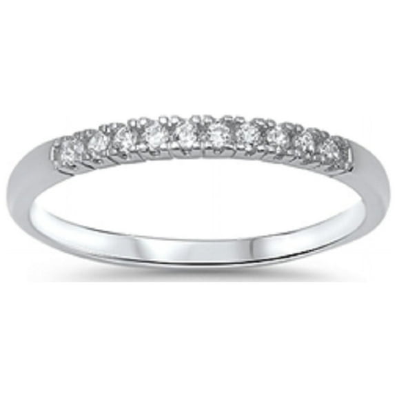 Classic Quarter Eternity Cubic Zirconia Ring Sterling Silver 925
