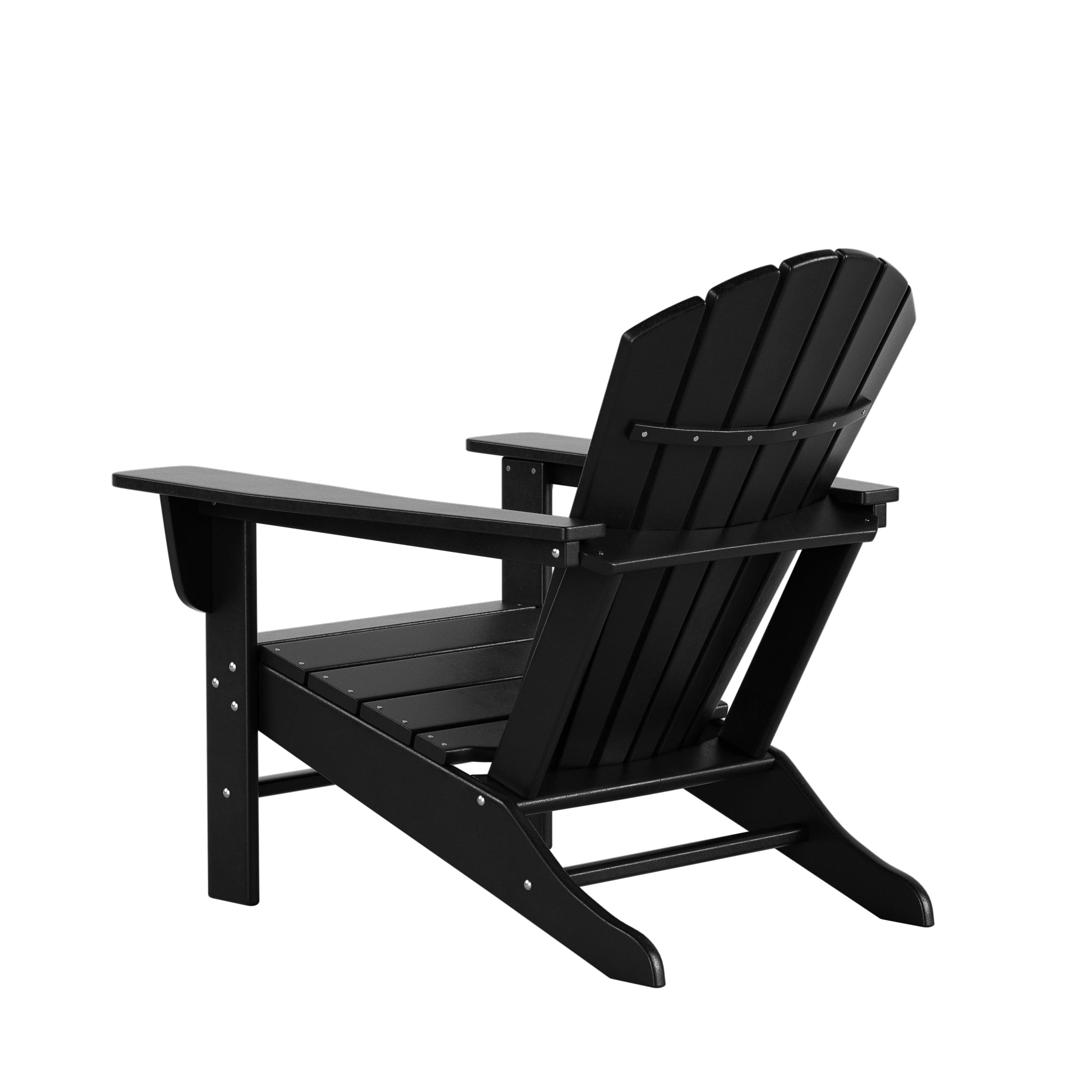 WestinTrends Dylan Adirondack Chairs Set of 2, All Weather Poly Lumber Outdoor Patio Chairs, Seashell Slat Curved Back, Widen Seat Armrest, Color Stay, Imitation Wood Texture, Black