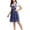 A-Blue158, variant on Womens Midi Dresses Plaid Pattern Ruffled Neckline Lace Up Detail Dress Dirndl Style Holiday Casual Ladies Dress