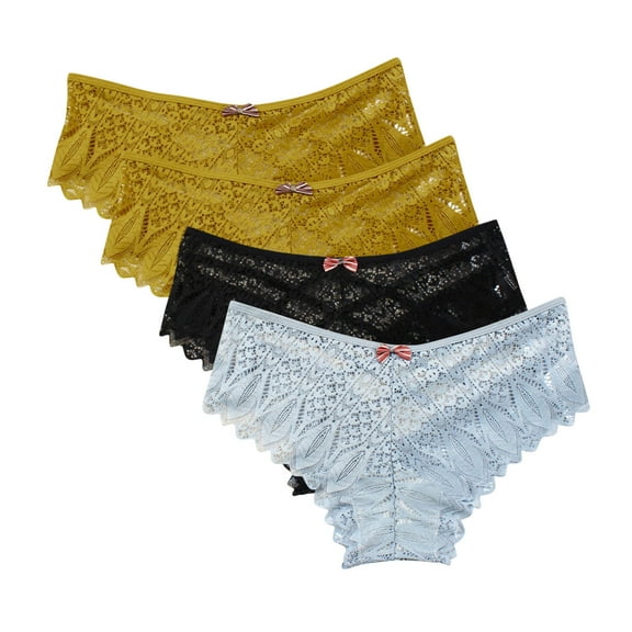 Womens Boxers Underwear 4 Pack Seamless Underwear for Women Lace Thong Cheeky Panties Breathable Briefs Stretch High Cut Plus Size Ladies Bikini Thongs Cotton Underwear for Women Cheeky Blue M