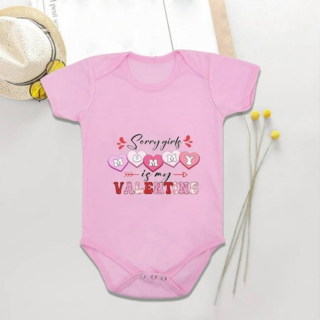 

EQWLJWE Mommy Is My Valentine Baby Boy Girl Outfit Valentines Day Short Sleeve Bodysuit