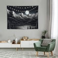 thumbnail image 2 of FUMJ Black and White Tapestry Starry Night Mountain Tapestries for Bedroom Aesthetic Moon and Stars Tapastry's Hanging Dark Forest Wall Tapestry for Living Room (Black, 40 × 30inch), 2 of 7
