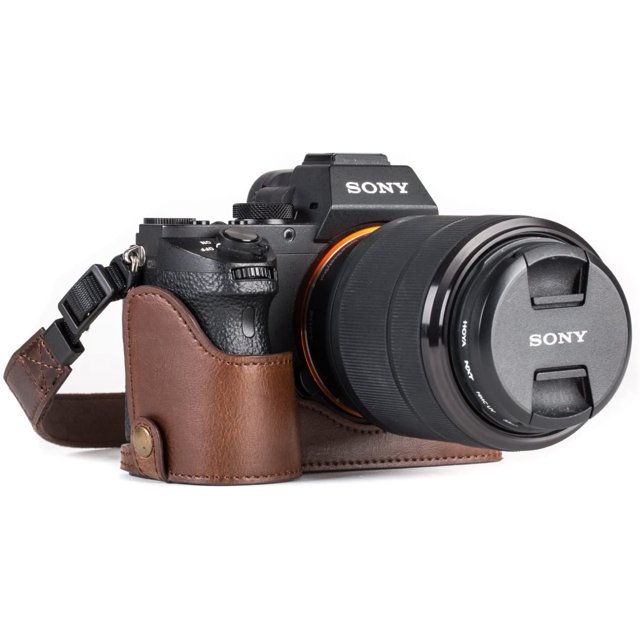 MegaGear Ever Ready Leather Camera Half Case Compatible with Sony Alpha A7S II, A7R II, A7 II