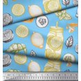 thumbnail image 2 of Soimoi Rayon Fabric Lemon Slice Jar,Cucumber & Ginger Vegetable Print Sewing Fabric Yard 42 Inch Wide, 2 of 3