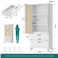 thumbnail image 4 of Walsunny 64" kitchen Pantry Cabinet with Rattan Doors and 2 Drawers, Freestanding Tall Storage Cabinet with Wine Rack Rattan Pantry White, 4 of 7
