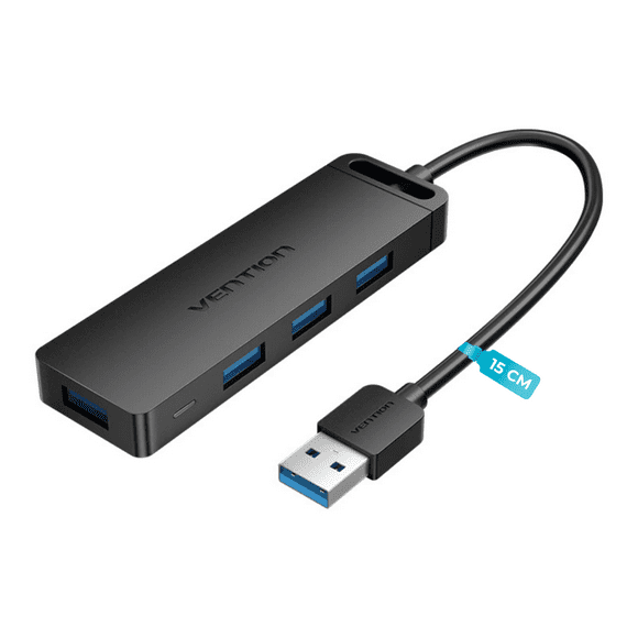 Adaptador USB 3.0 Hub 4 en 1 VENTION 15 cm SuperSpeed habilitado corriente externa mico USB (5V-2A)