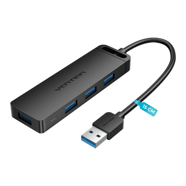 Adaptador USB 3.0 Hub 4 en 1 VENTION 15 cm SuperSpeed habilitado corriente externa mico USB (5V-2A)