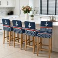 thumbnail image 3 of Navy Blue Anchor Bar Stool Cover Set of 6, Nautical Ocean Retro Striped Geometric Stretch Bar Chair Cover, Removable Washable Pub Counter Stool Chair Slipcover for Kitchen Dining Room Pub Cafe, 3 of 9