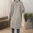 thumbnail image 3 of Women's Sweaters Trendy Solid Plush Pit Button Down Stripe Long Coat Fall Tops Winter Clothes, 3 of 8