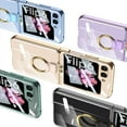 thumbnail image 5 of Dteck for Samsung Galaxy Z Flip 6 Case with Ring Stand, Electroplating Border Galaxy Z Flip 6 Slim Protective Cover with Built-in Screen Protector, Black, 5 of 5