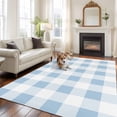 thumbnail image 3 of Blue Checkered Area Rug 6x9 FT, Non Slip Living Room Throw Carpet, Blue White Buffalo Plaid Washable Soft Large Floor Carpet Non-Shedding Rug for Bedroom Dining Room Play Room, 3 of 9