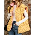thumbnail image 2 of Womens Floral Oversized Puffer Vest Cap Sleeve Winter Warm Puffy Quilted Jackets Coat, 2 of 6