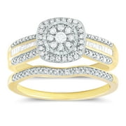 Forever Bride 1/3 Cttw Diamond Cushion Bridal Set in 10K Yellow Gold