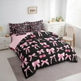 thumbnail image 3 of Castle Fairy Girls Kawaii Bow 7-Piece Twin Bedding Sets,Dreamy Princess Bedding Comforter Set,Black Pink Breathable Sheet Sets,Lightweight Room Decor, 3 of 8