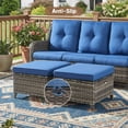 thumbnail image 5 of PARKWELL Outdoor Patio Wicker Furniture Set - 5 Piece Sectional Sofa Set with 3-Seat Sofa,2 Chairs and 2 Ottomans,Gray Wicker and Blue Cushion, 5 of 8