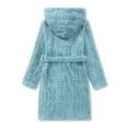 thumbnail image 2 of Topgal Girls Hooded Robe Fuzzy Flannel Robe for Kids Warm Pajamas Fleece Light Blue Wheat Jacquard Soft Bathrobe Size 18, 2 of 7
