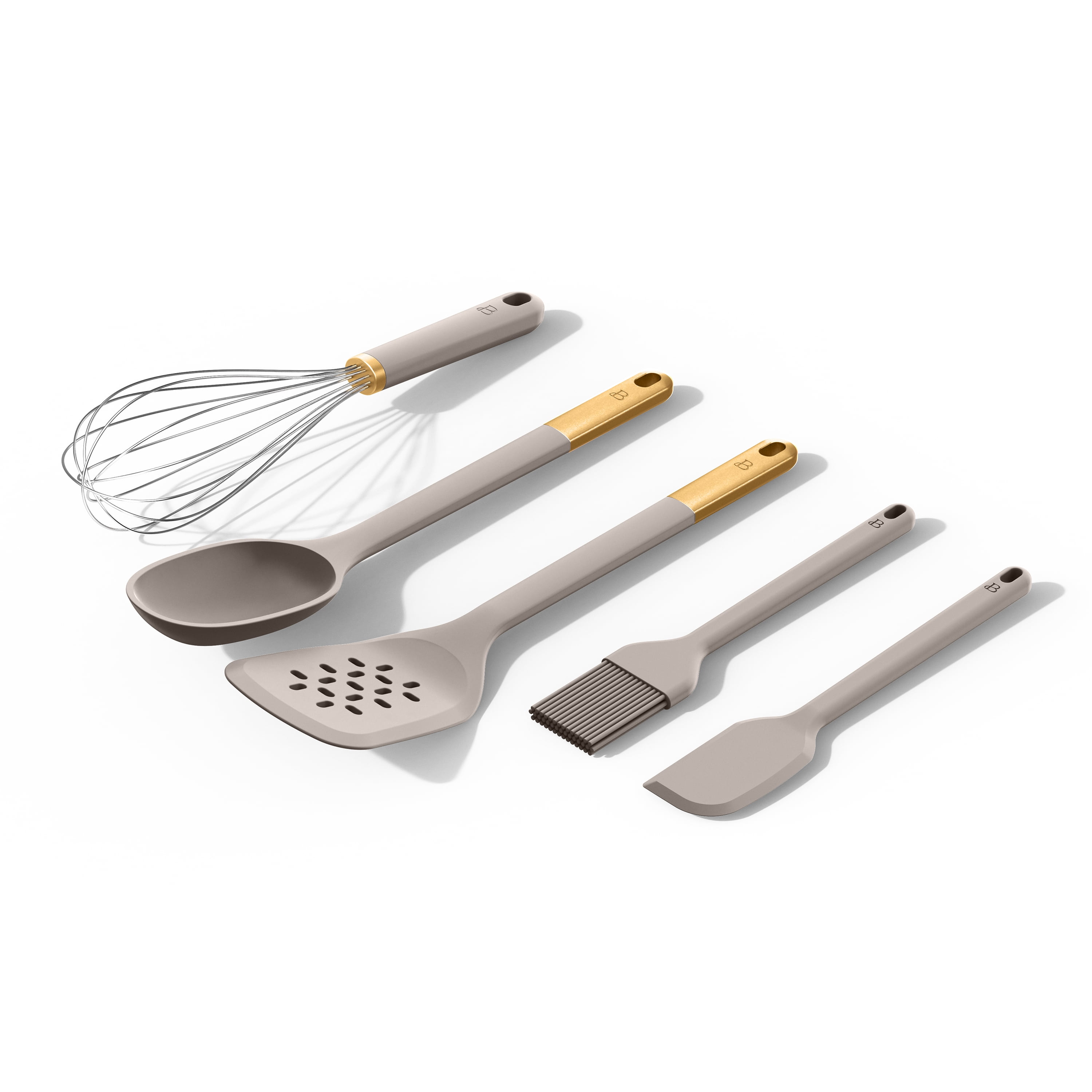 Beautiful by Drew Barrymore 5-Piece Kitchen Tool Set, Porcini Taupe