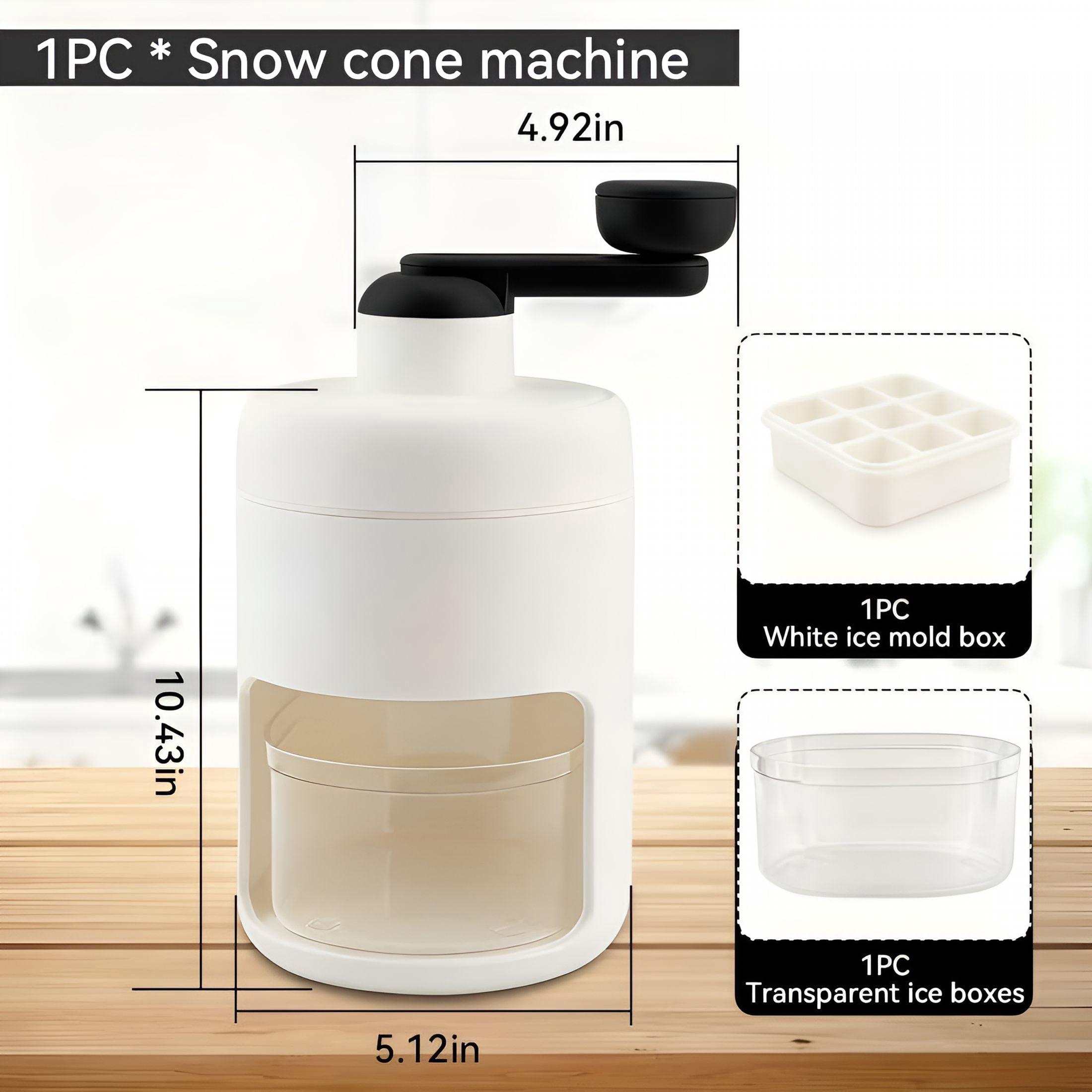 ACDANC Shaved Ice Mini Snow Cone Machine,Portable Countertop Ice Shaver with No Slip Base,No Electricity Needed,Ice Cup Included,Lightweight,Stainless Steel Blade