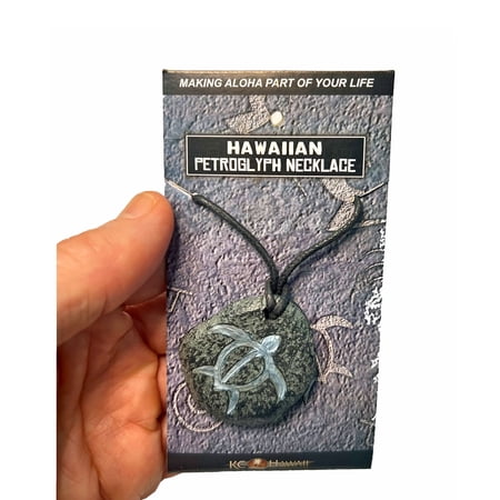 Hawaiian Honu Sea Turtle Petroglyph Resembles Natural Lava Stone Pendant Necklace