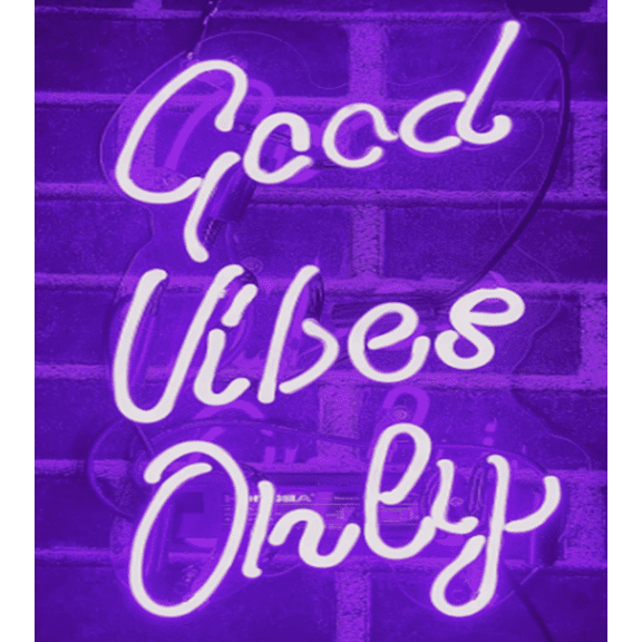Queen Sense 14" Good Vibes Only Purple Neon Sign Acrylic Man Cave Handmade Neon Light 114GVOPPV5A2