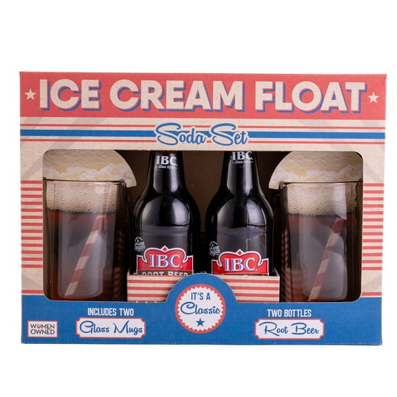 Holiday Ice Cream Float Root Beer Glass Bottles and Mugs Gift Set, 24 oz. 4 Piece, 1 Count per pack