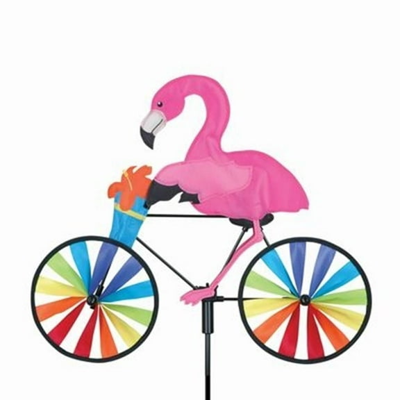 20" Pink Flamingo on a Bike Wind Spinner