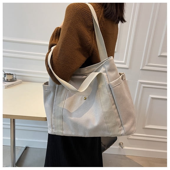 Canvas Tote Bag for Women, Large Tote Bags for Work and Travel, Spacious Durable Shoulder Bag with Reinforced Handles for Laptop Books Shopping, Black bag