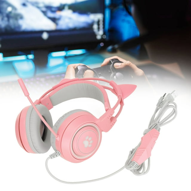 SYG25 Cat Ear Gaming Headset Surround Sound Clear Voice USB+3.5mm for