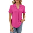 thumbnail image 3 of ZyeKqe Short Sleeve Tops for Women Eyelet V Neck Pleated Shirts T Shirts Dressy Casual Blouses, 3 of 5